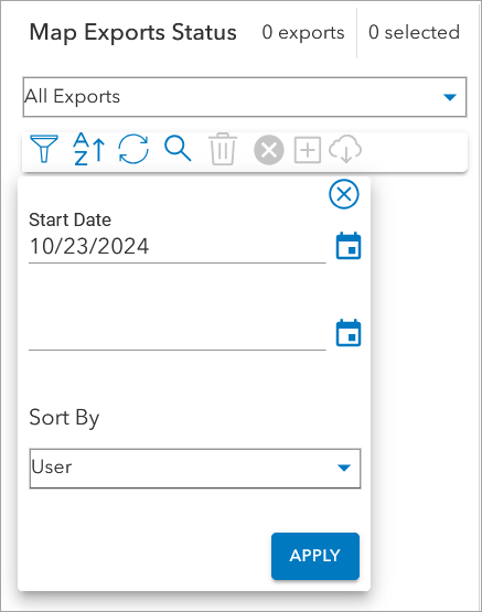 Date range and sort by options Date range and sort by options
